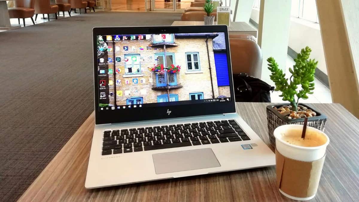 laptop in a desk